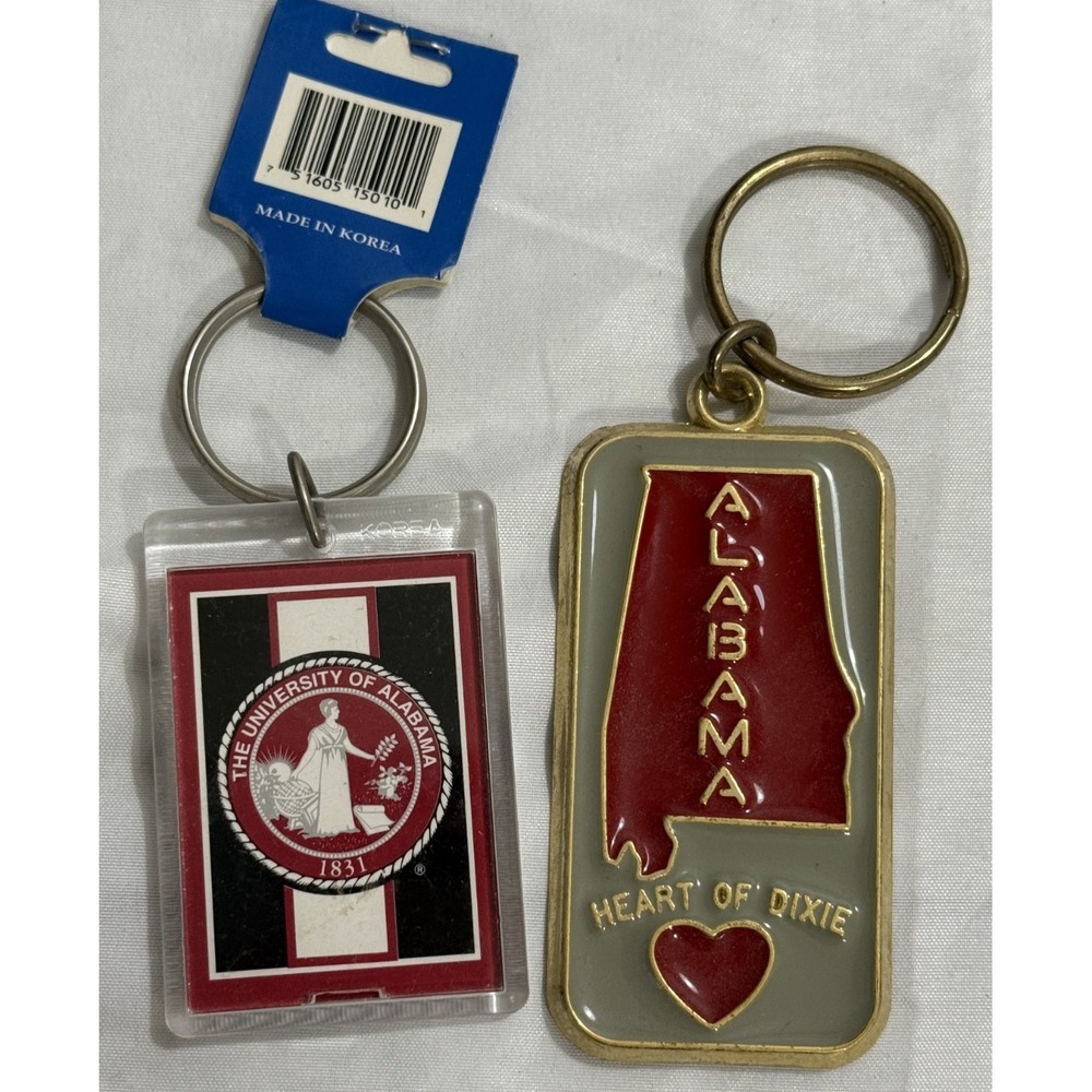 Lot of 2 Alabama Crimson Tide State Keychain Heart of Dixie